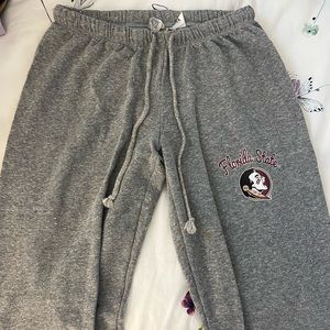 Grey Cuffed FSU Sweatpants
